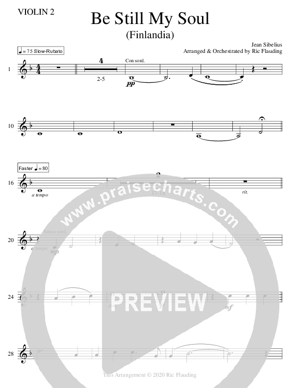 Be Still My Soul (Instrumental) Violin 2 (Ric Flauding)