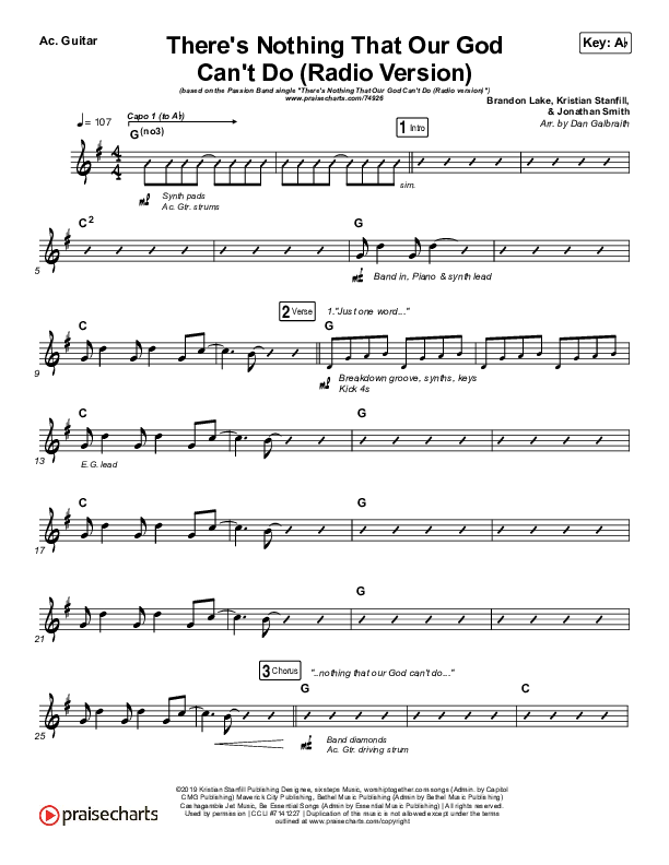 There's Nothing That Our God Can't Do (Radio) Acoustic Guitar (Passion / Kristian Stanfill)