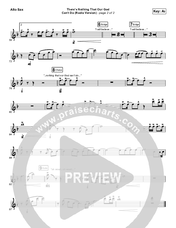 There's Nothing That Our God Can't Do (Radio) Alto Sax (Passion / Kristian Stanfill)