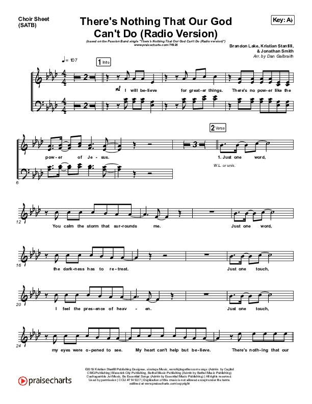 There's Nothing That Our God Can't Do (Radio) Choir Vocals (SATB) (Passion / Kristian Stanfill)
