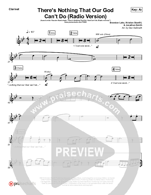 There's Nothing That Our God Can't Do (Radio) Clarinet (Passion / Kristian Stanfill)