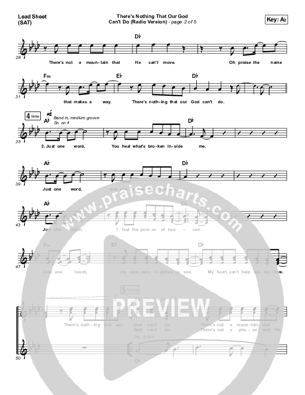 There's Nothing That Our God Can't Do (Radio) Lead Sheet (SAT) (Passion / Kristian Stanfill)