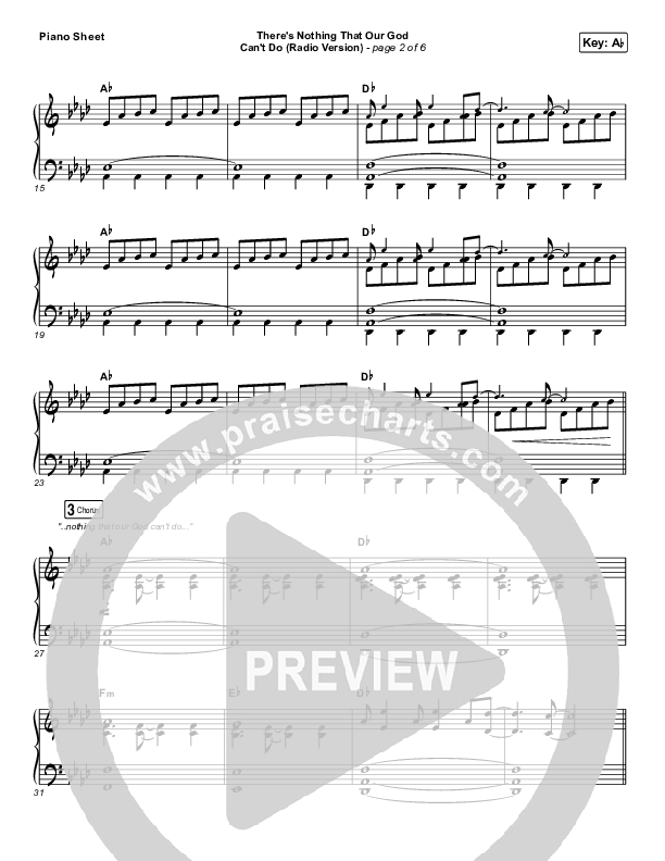 There's Nothing That Our God Can't Do (Radio) Piano Sheet (Passion / Kristian Stanfill)