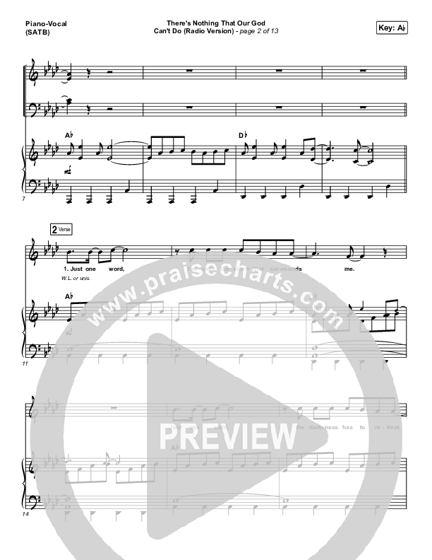 There's Nothing That Our God Can't Do (Radio) Piano/Vocal Pack (Passion / Kristian Stanfill)