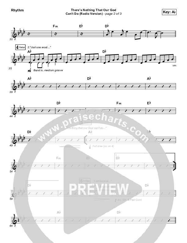 There's Nothing That Our God Can't Do (Radio) Rhythm Chart (Passion / Kristian Stanfill)