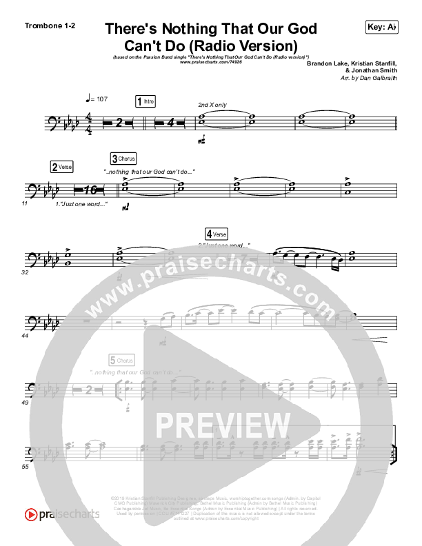 There's Nothing That Our God Can't Do (Radio) Trombone 1/2 (Passion / Kristian Stanfill)