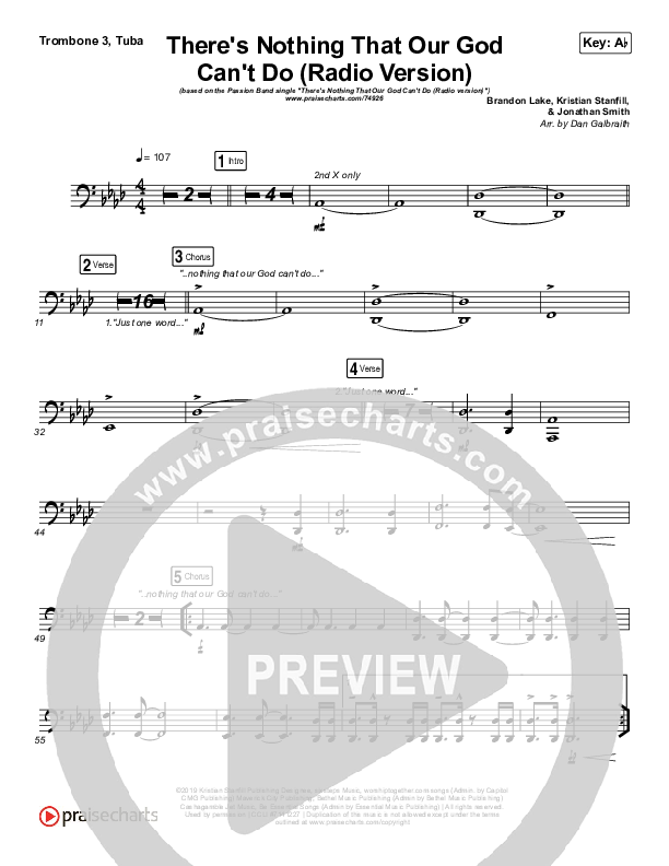 There's Nothing That Our God Can't Do (Radio) Trombone 3/Tuba (Passion / Kristian Stanfill)