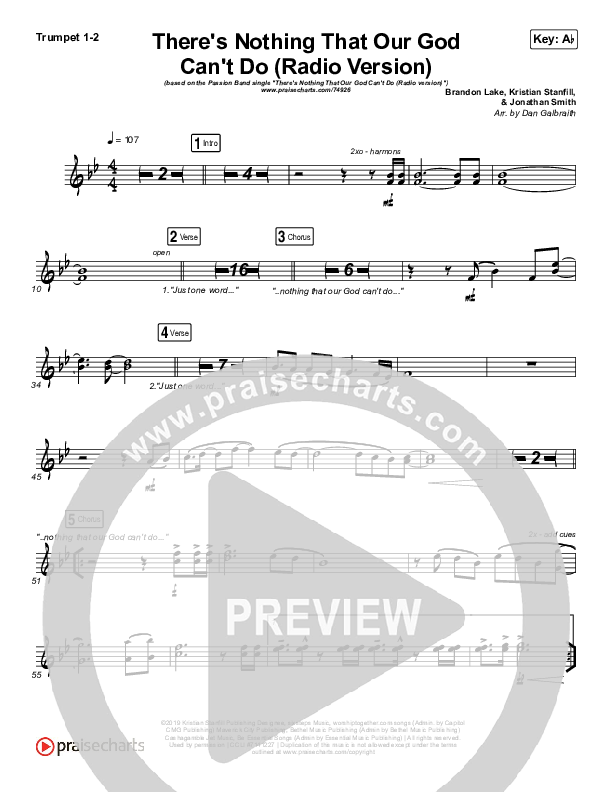 There's Nothing That Our God Can't Do (Radio) Brass Pack (Passion / Kristian Stanfill)