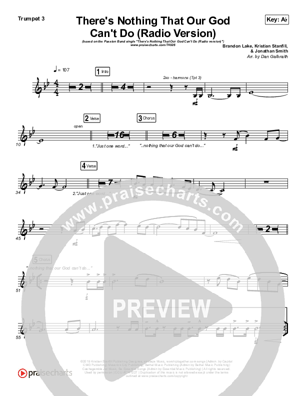 There's Nothing That Our God Can't Do (Radio) Trumpet 3 (Passion / Kristian Stanfill)