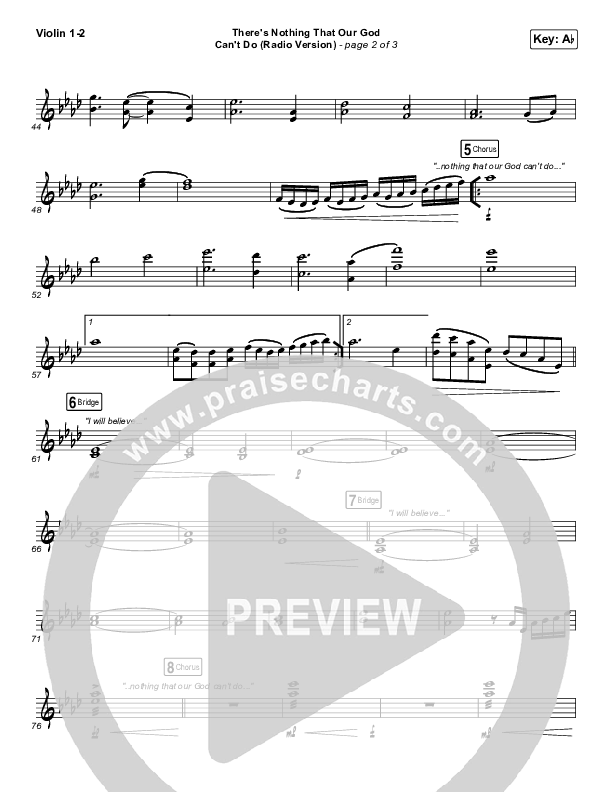 There's Nothing That Our God Can't Do (Radio) Violin 1/2 (Passion / Kristian Stanfill)