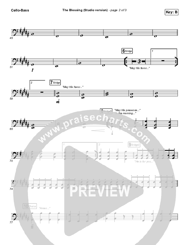 The Blessing (Studio) Cello/Bass (Kari Jobe / Cody Carnes)