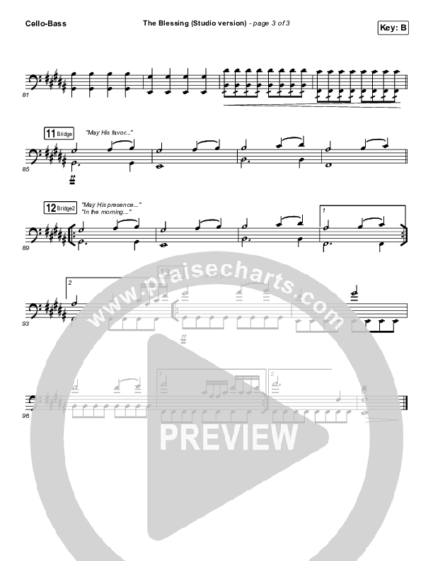 The Blessing (Studio) Cello/Bass (Kari Jobe / Cody Carnes)