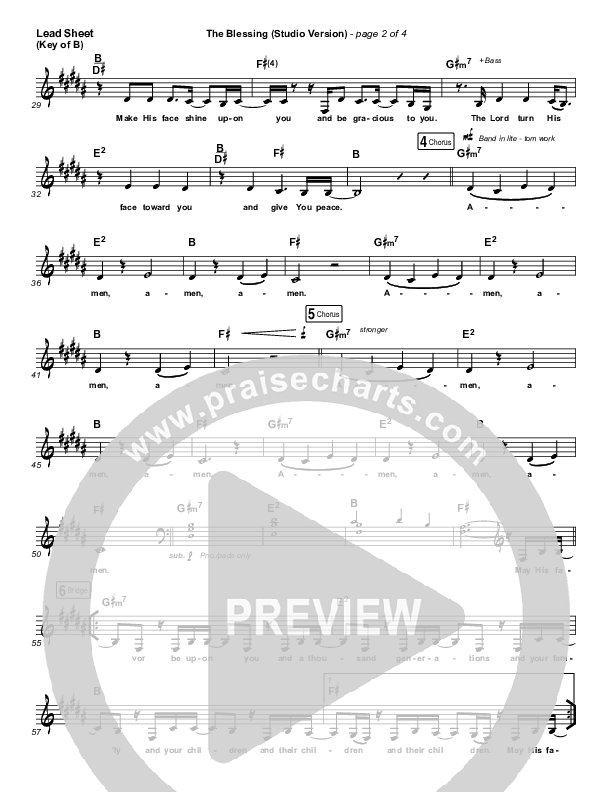 The Blessing (Studio) Lead Sheet (Melody) (Kari Jobe / Cody Carnes)