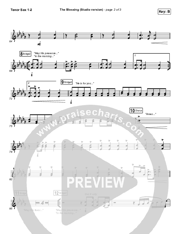 The Blessing (Studio) Tenor Sax 1/2 (Kari Jobe / Cody Carnes)