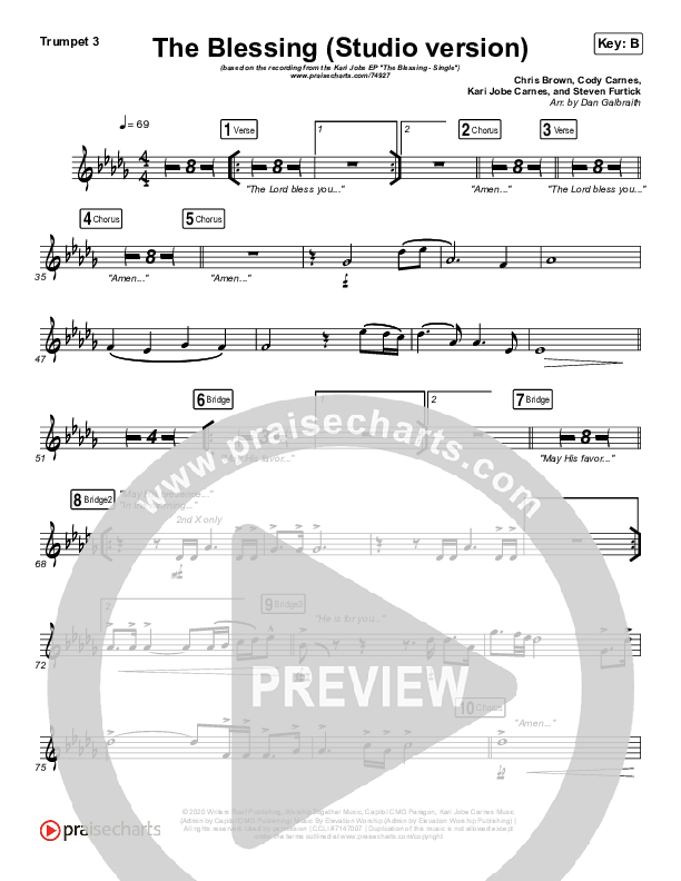 The Blessing (Studio) Trumpet 3 (Kari Jobe / Cody Carnes)