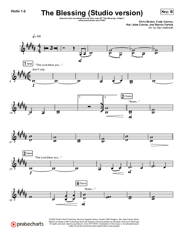The Blessing (Studio) Violin 1/2 (Kari Jobe / Cody Carnes)