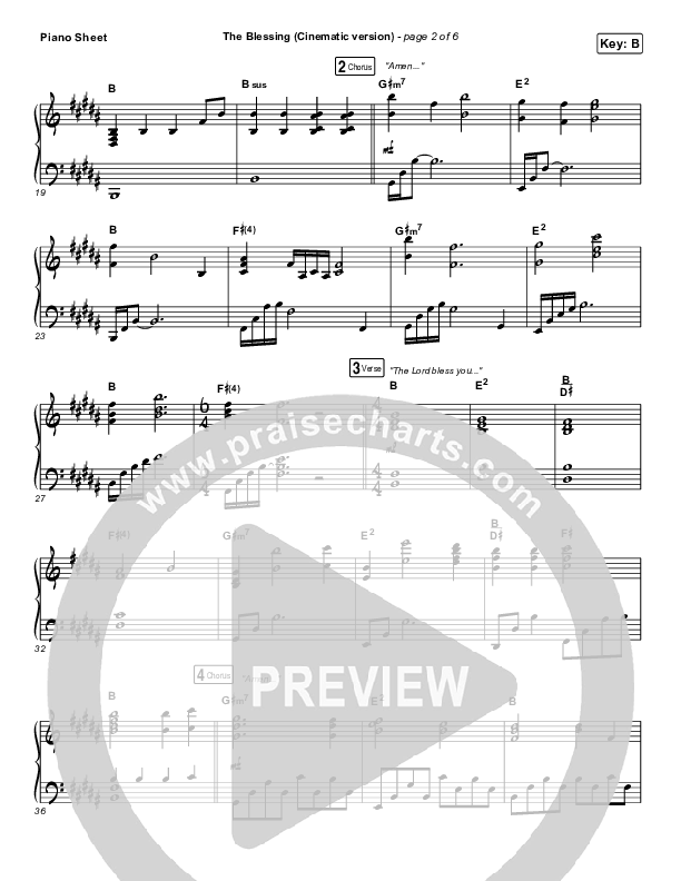 The Blessing (Cinematic) Piano Sheet (Kari Jobe / Cody Carnes)