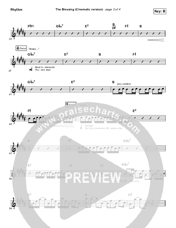 The Blessing (Cinematic) Rhythm Chart (Kari Jobe / Cody Carnes)