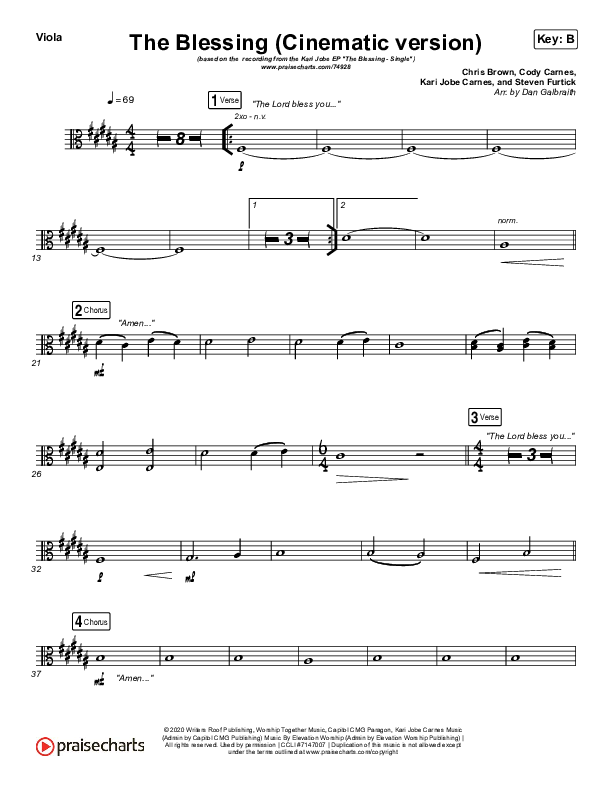 The Blessing (Cinematic) Viola (Kari Jobe / Cody Carnes)