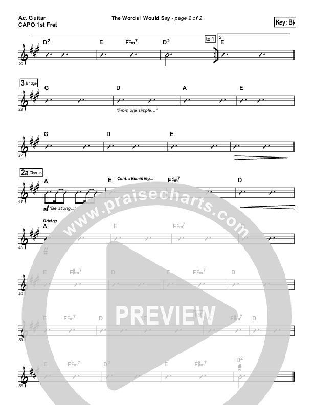 The Words I Would Say Acoustic Guitar (Sidewalk Prophets)