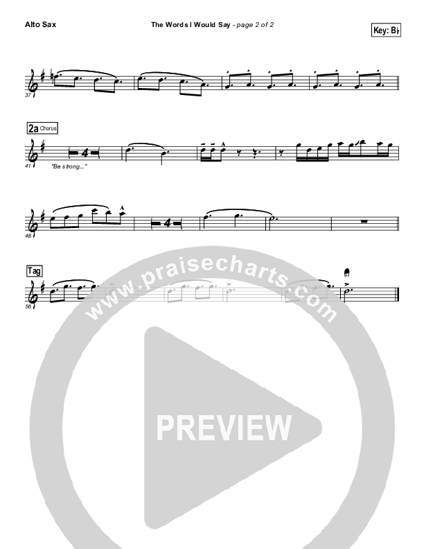 The Words I Would Say Alto Sax (Sidewalk Prophets)