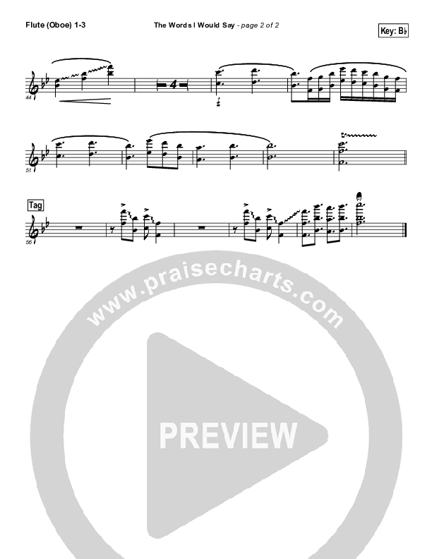 The Words I Would Say Flute/Oboe 1/2/3 (Sidewalk Prophets)