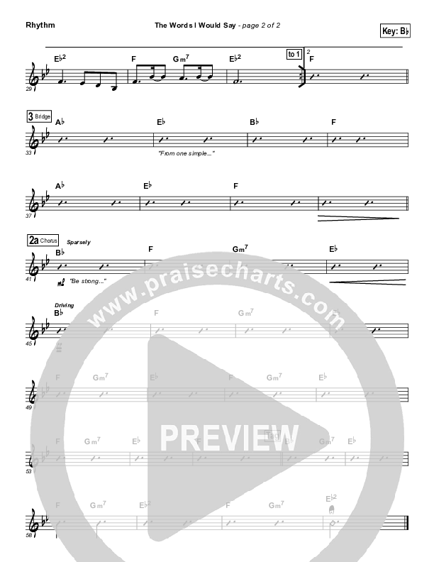 The Words I Would Say Rhythm Chart (Sidewalk Prophets)