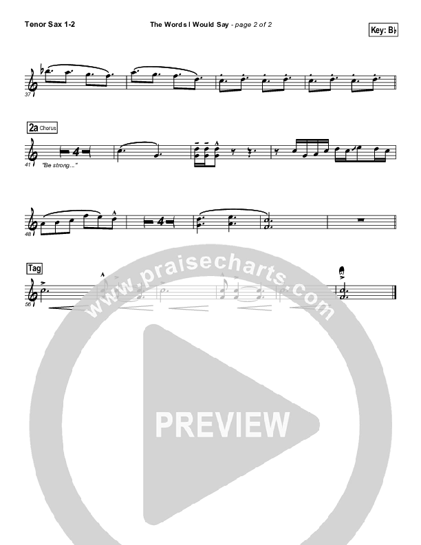 The Words I Would Say Tenor Sax 1/2 (Sidewalk Prophets)