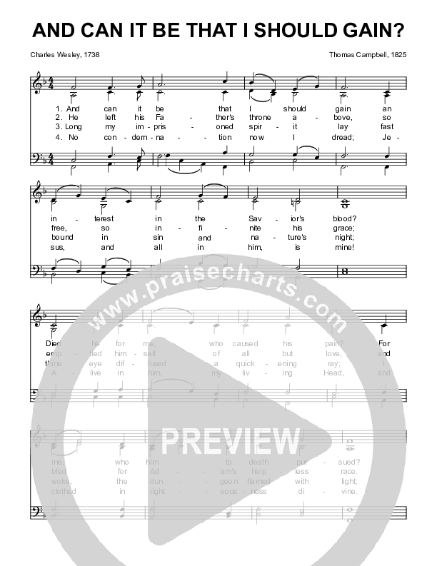 And Can It Be That I Should Gain Choir Sheet (SATB) (Sovereign Grace / Bob Kauflin)