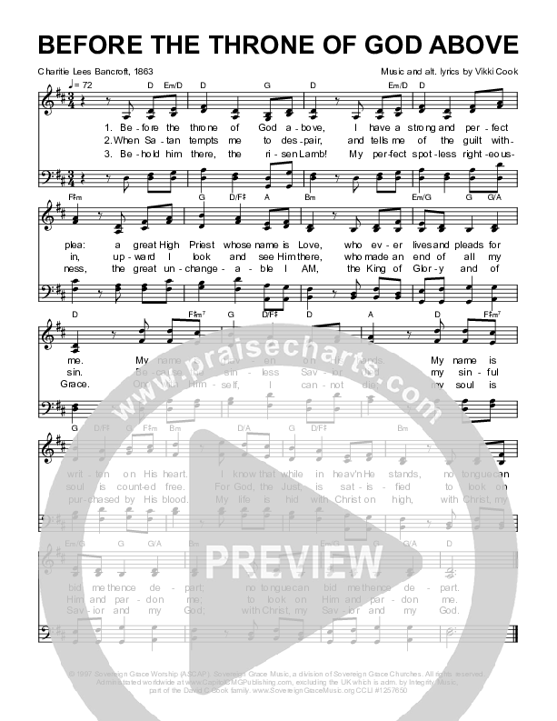 Before The Throne Of God Above Choir Sheet (SATB) (Sovereign Grace / Bob Kauflin)