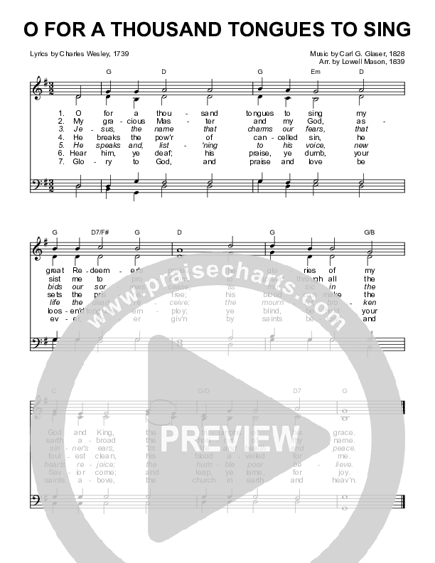 O For A Thousand Tongues To Sing Choir Sheet (SATB) (Sovereign Grace / Bob Kauflin)