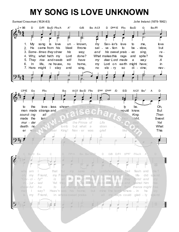My Song Is Love Unknown Choir Sheet (SATB) (Sovereign Grace / Bob Kauflin)