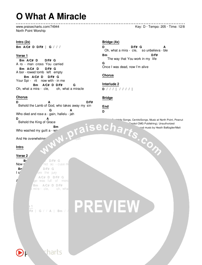O What A Miracle Chords & Lyrics (North Point Worship)