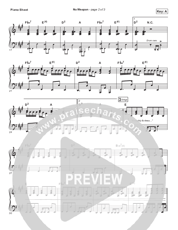 No Weapon Piano Sheet (Pat Barrett)