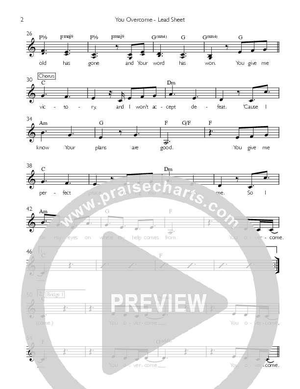 You Overcome Lead Sheet (Artesian Wells Worship)