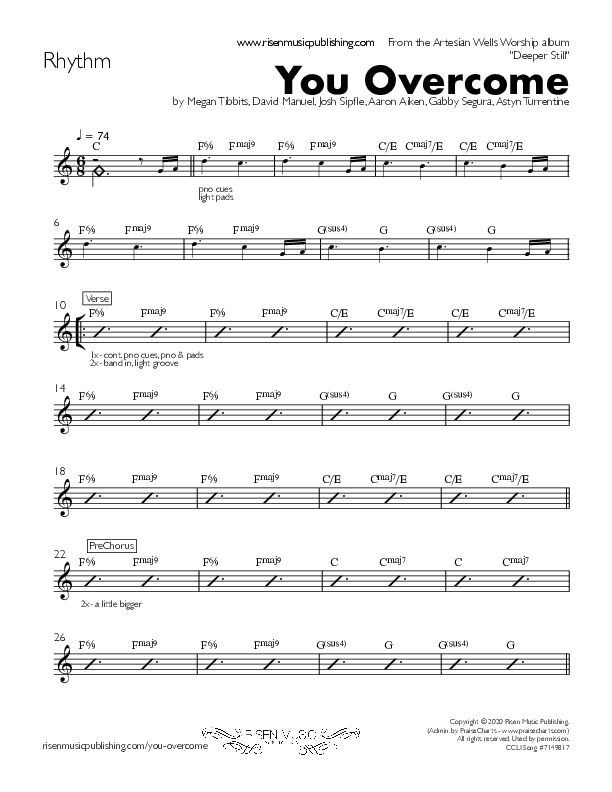 You Overcome Rhythm Chart (Artesian Wells Worship)