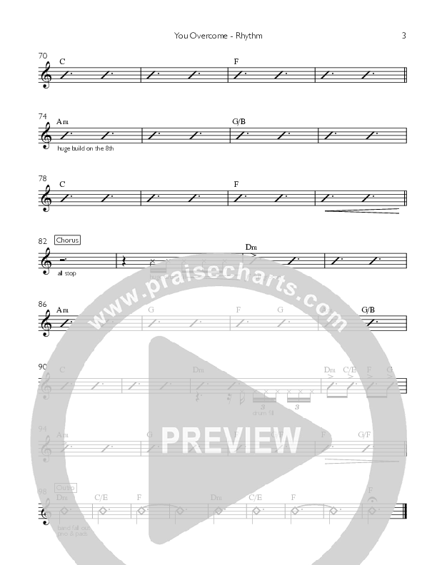 You Overcome Rhythm Chart (Artesian Wells Worship)