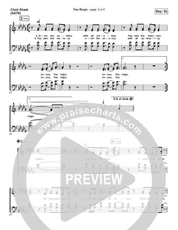 You Reign (Live) Choir Sheet (SATB) (Mack Brock)
