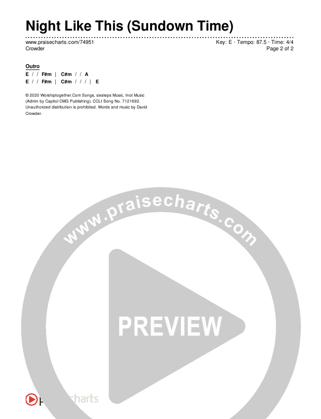 Night Like This (Sundown Time) Chords & Lyrics (Crowder)
