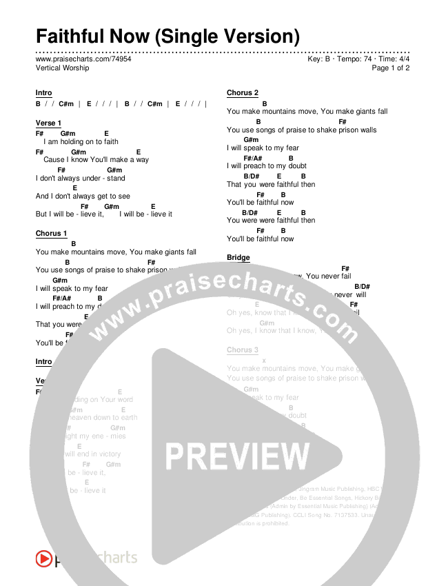 Faithful Now (Single) Chords & Lyrics (Vertical Worship)