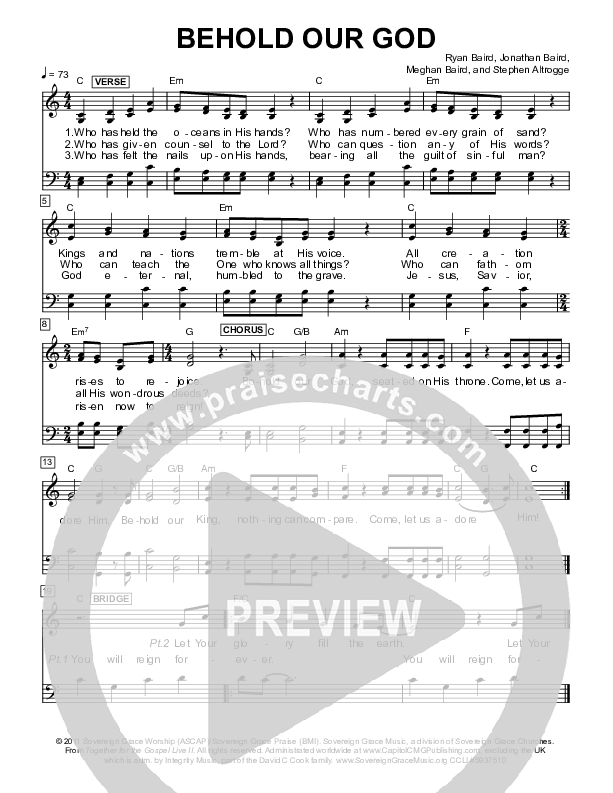Behold Our God Hymn Sheet (Sovereign Grace / Bob Kauflin)