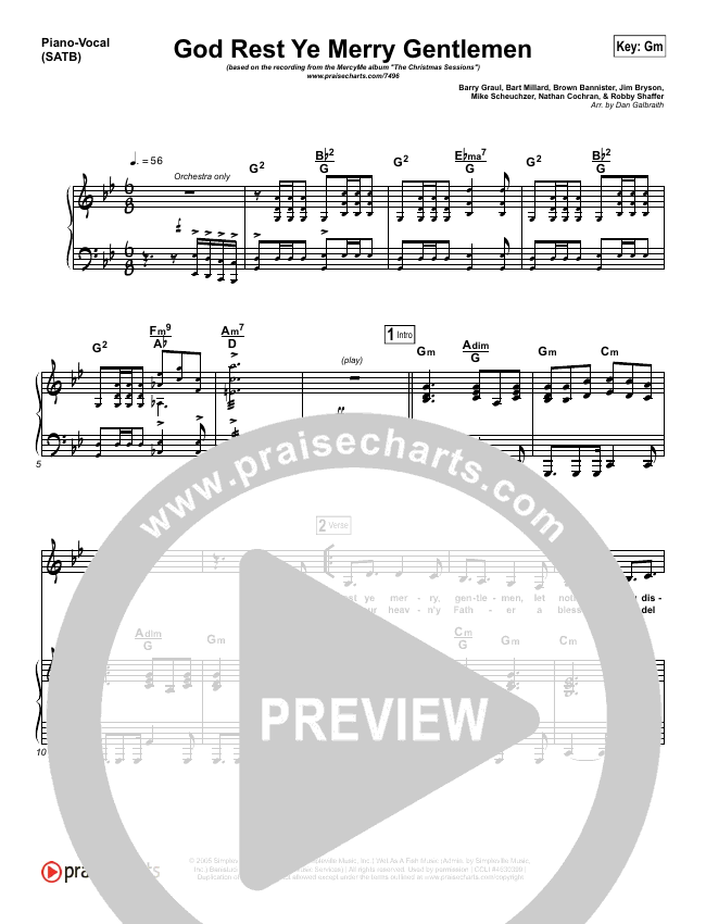God Rest Ye Merry Gentlemen Sheet Music Pdf Mercyme Praisecharts