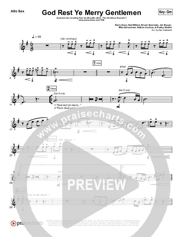 God Rest Ye Merry Gentlemen Alto Sax (MercyMe)