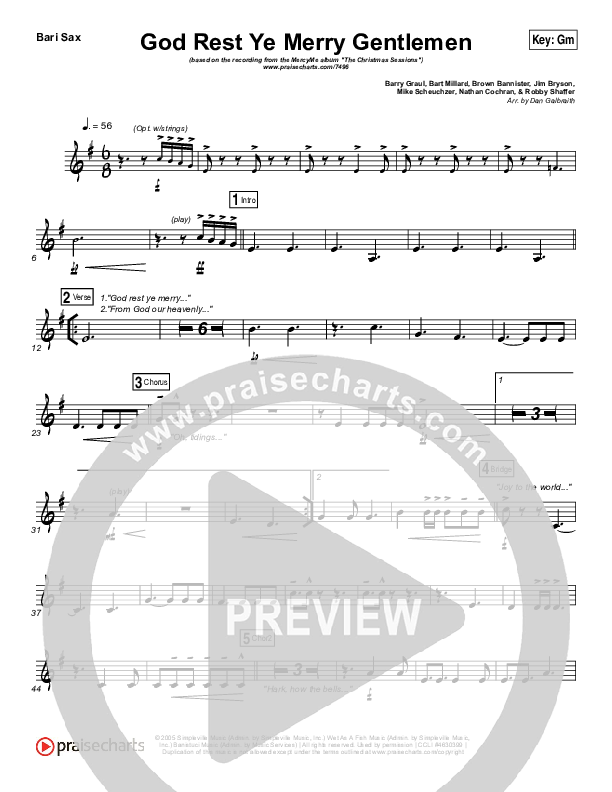 God Rest Ye Merry Gentlemen Bari Sax (MercyMe)