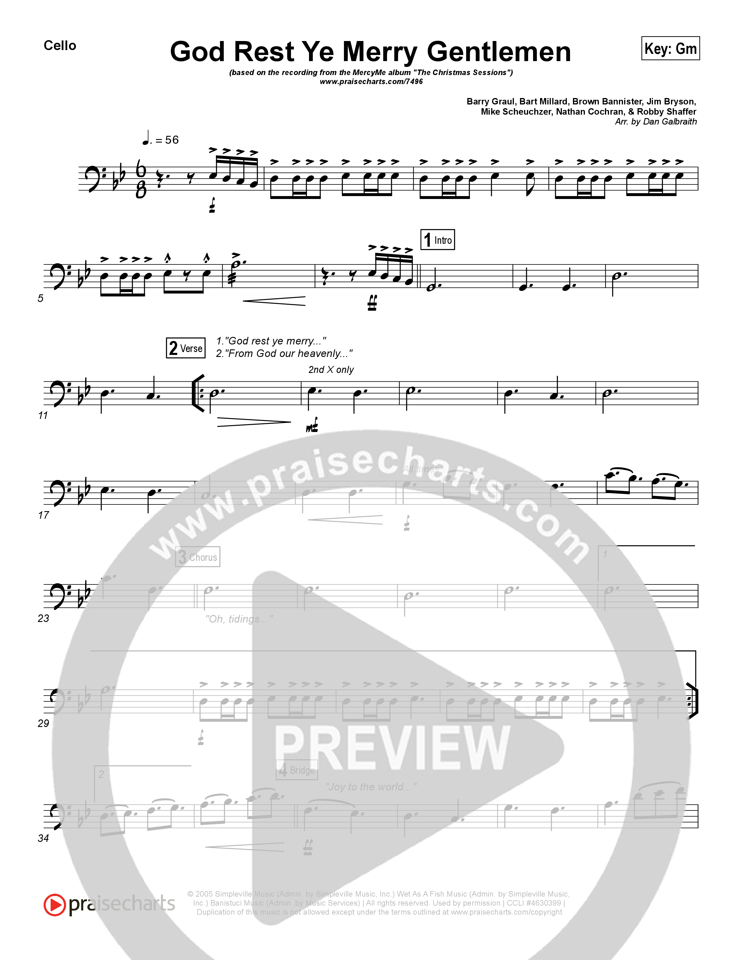 God Rest Ye Merry Gentlemen Cello (MercyMe)
