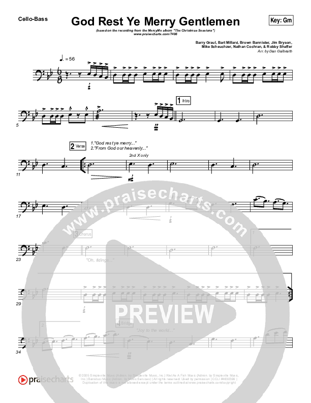 God Rest Ye Merry Gentlemen Cello/Bass (MercyMe)