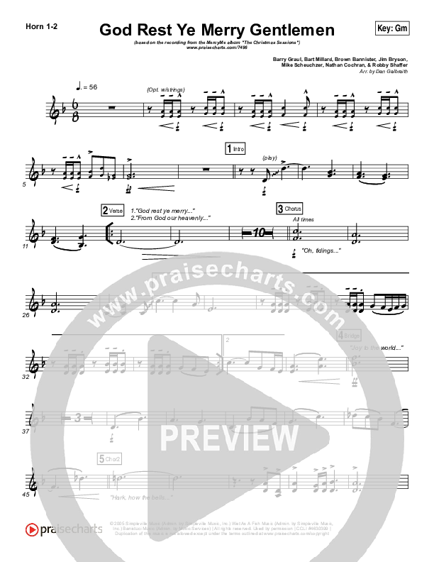 God Rest Ye Merry Gentlemen French Horn 1/2 (MercyMe)