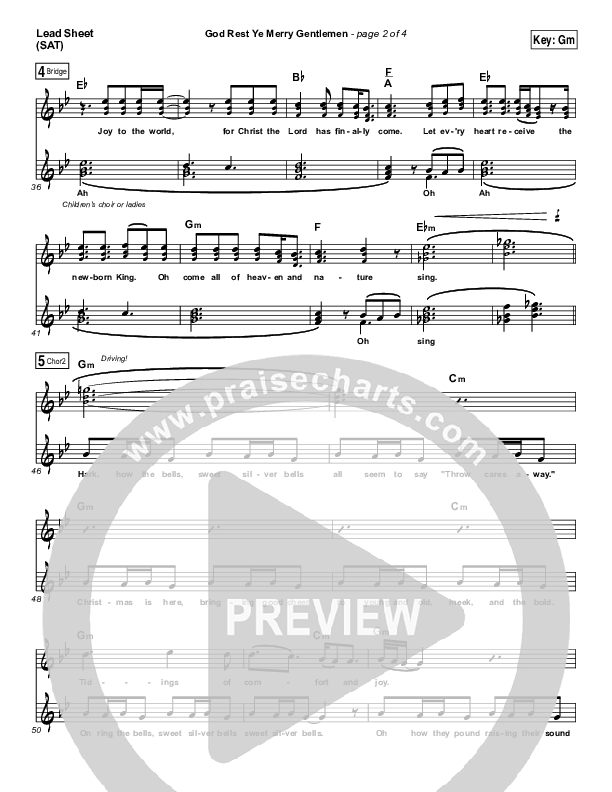 God Rest Ye Merry Gentlemen Lead Sheet (SAT) (MercyMe)