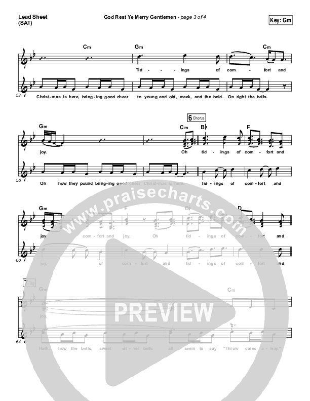 God Rest Ye Merry Gentlemen Lead Sheet (SAT) (MercyMe)