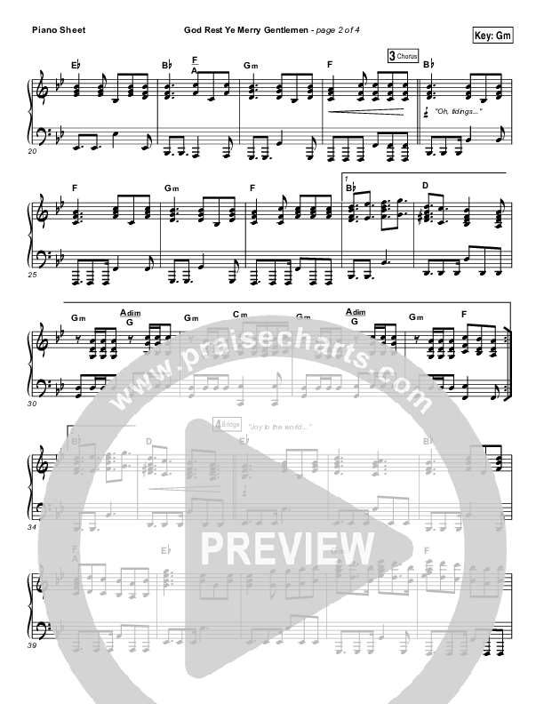 God Rest Ye Merry Gentlemen Piano Sheet (MercyMe)